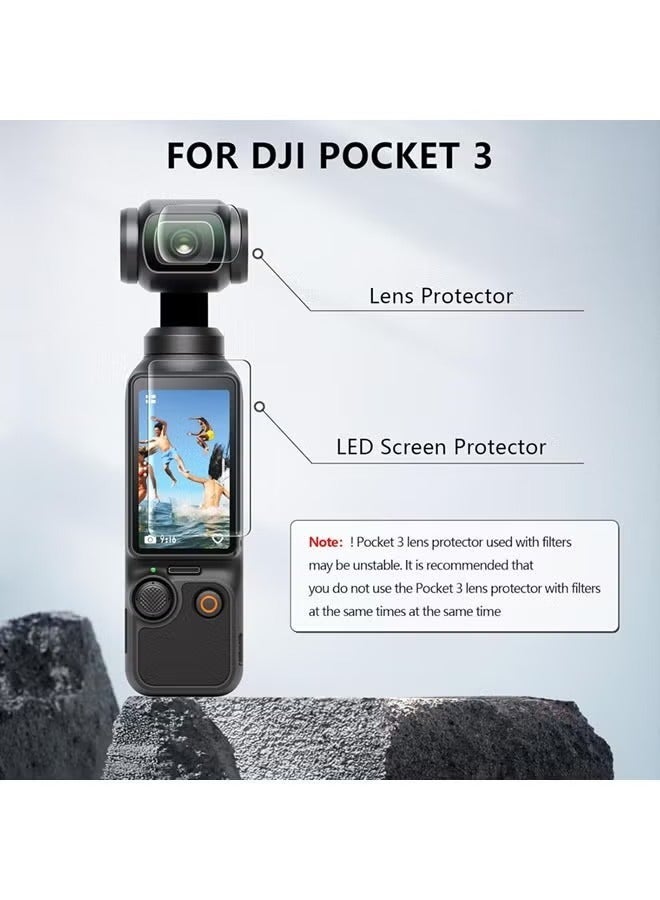 Case for DJI OSMO Pocket 3, Pocket 3 Silicone Cover, DJI OSMO Pocket 3 Accessory Kit, Tempered Glass Screen Protector, Lens Protector Compatible with DJI OSMO Pocket 3 Accessories - Image 5